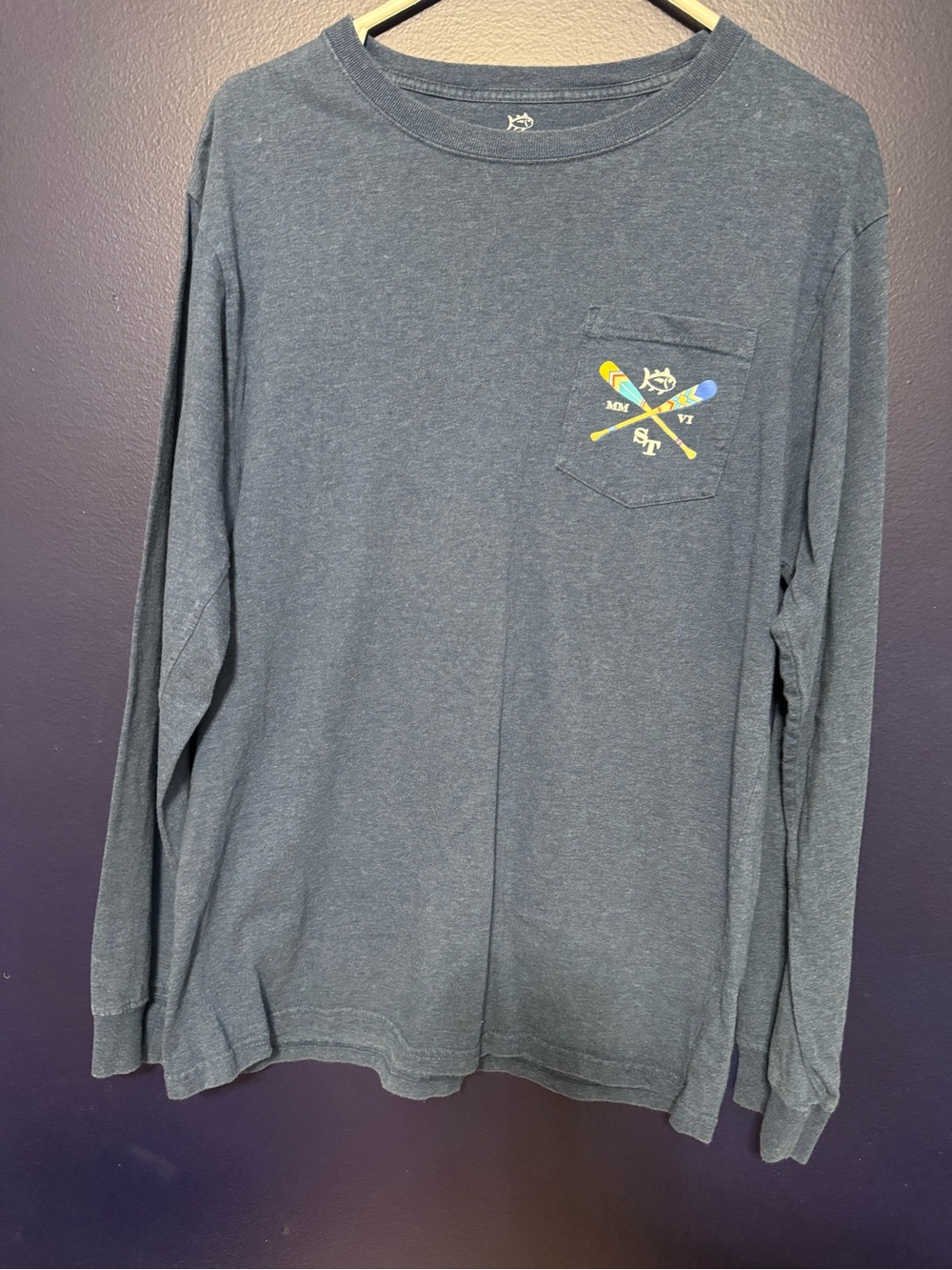Southern Tide Navy Blue Crewneck Tee with White‎ Fish Logo